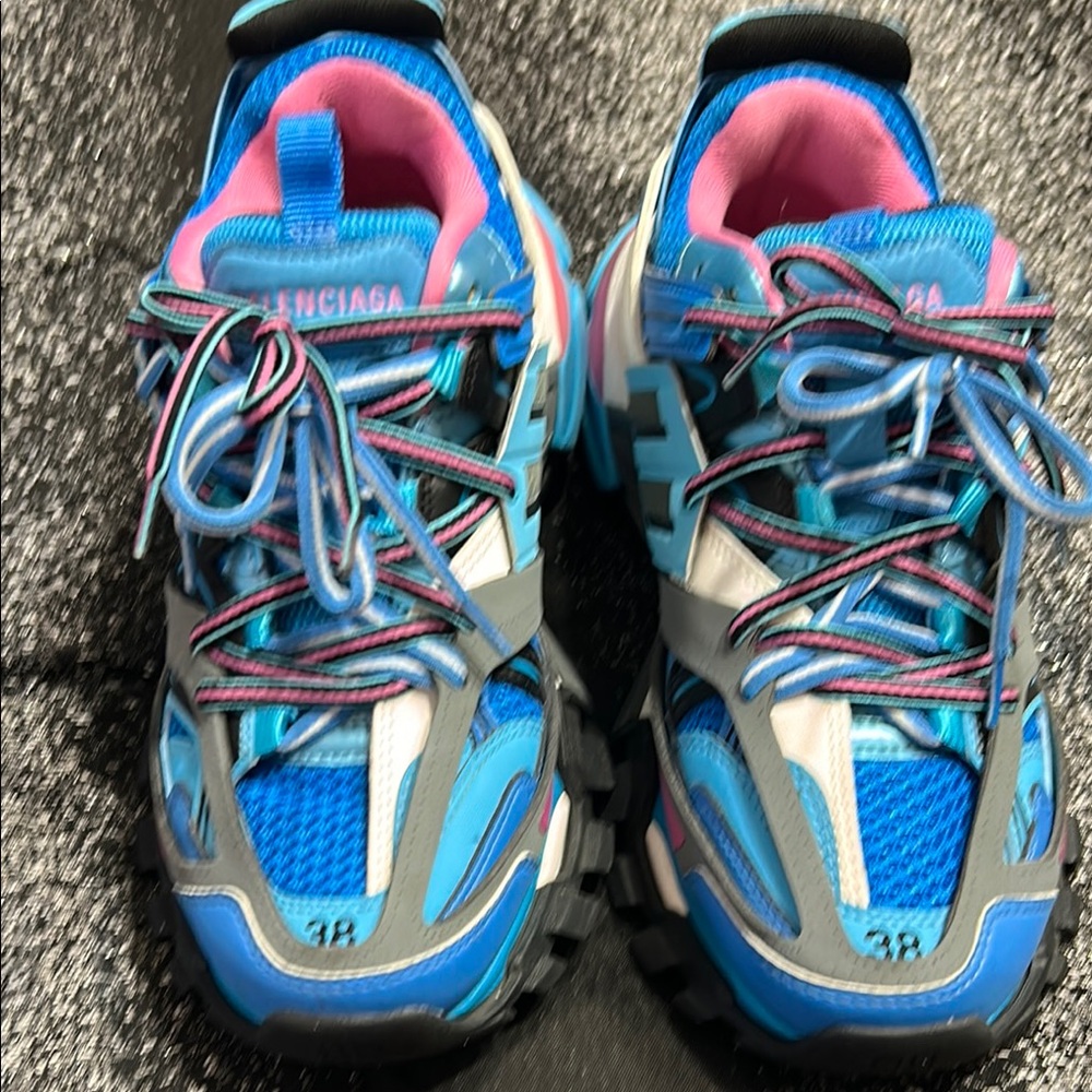 Balenciaga Kids Blue and Pink Sneakers